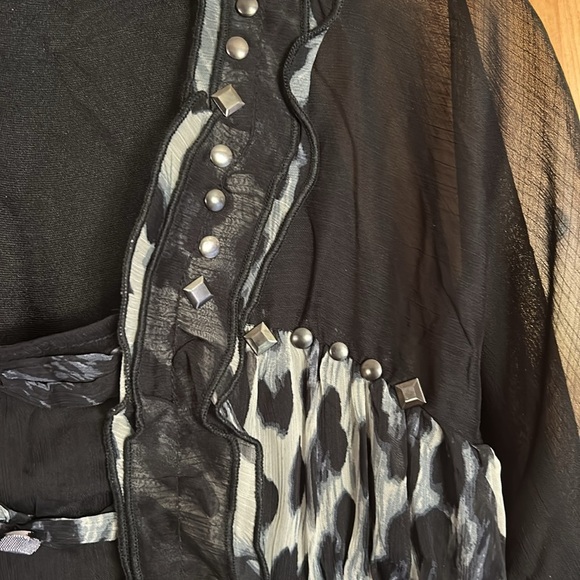 Pretty Angel Whimsygoth Animal Print Blouse – Size S – Silk Blend Y2K grunge - Picture 10 of 17
